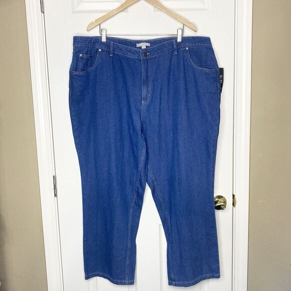 Woman Within Denim Jeans Pants Straight Leg Blue Medium Wash Size 22W Petite - Picture 1 of 10